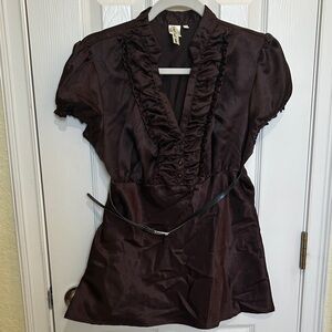 Heart Soul Brown Ruffled Blouse